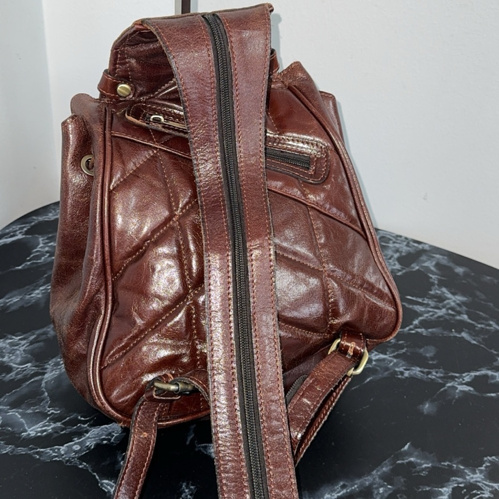 Patricia Nash - Quilted Oil Waxed Leather Itala Saddle Sling Bag - Brown - Picture 6 of 12